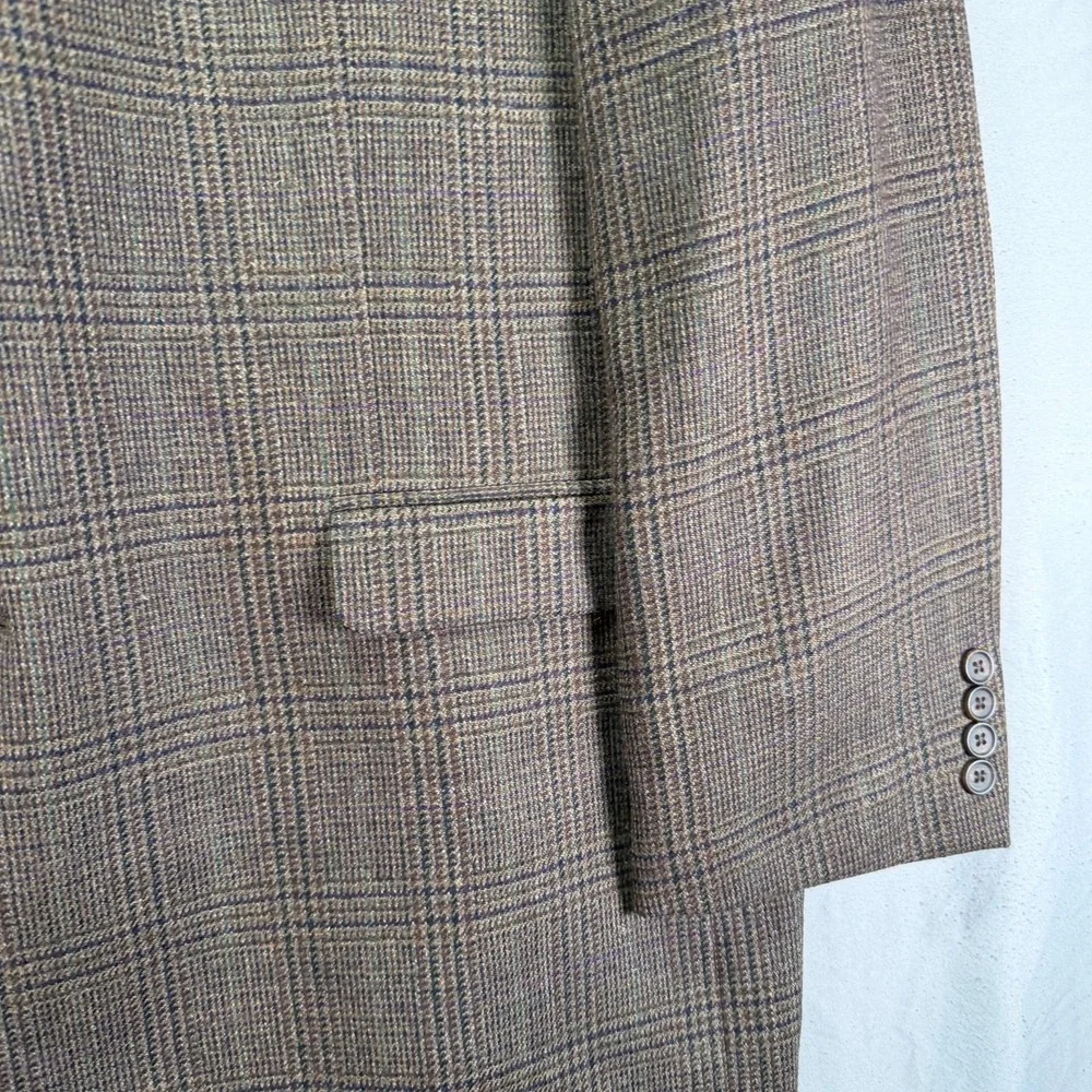 Lauren Ralph Lauren Blazer Mens 46L Brown Glen Check Wool Two Button Notch